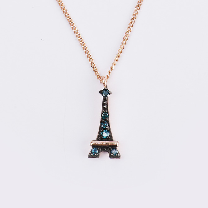 14K/18K 블루다이아몬드 에펠탑 목걸이